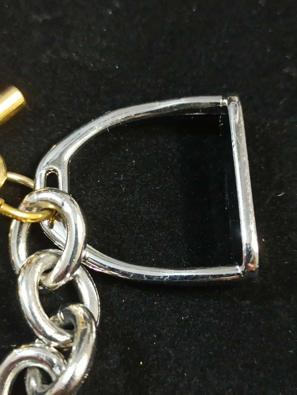 Chunky Stirrup Charm Bracelet Silver Gold Tone Equestrian Link Statement